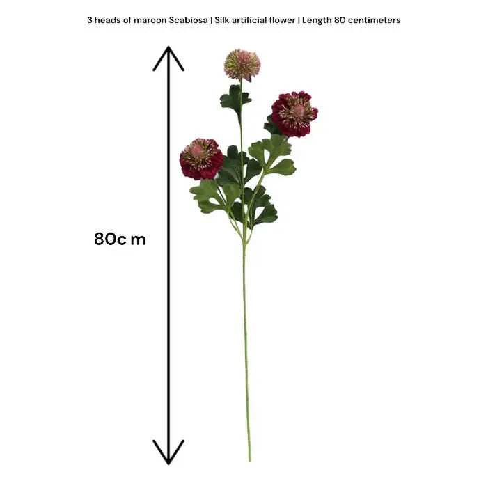 2 x rote Scabiosa Kunstblume H80cm Zentimeter QMF Trading