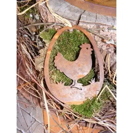 Edelrost Osterei Hängedeko aus Metall 15 cm Vintage Osterdeko - Pille Gartenwelt