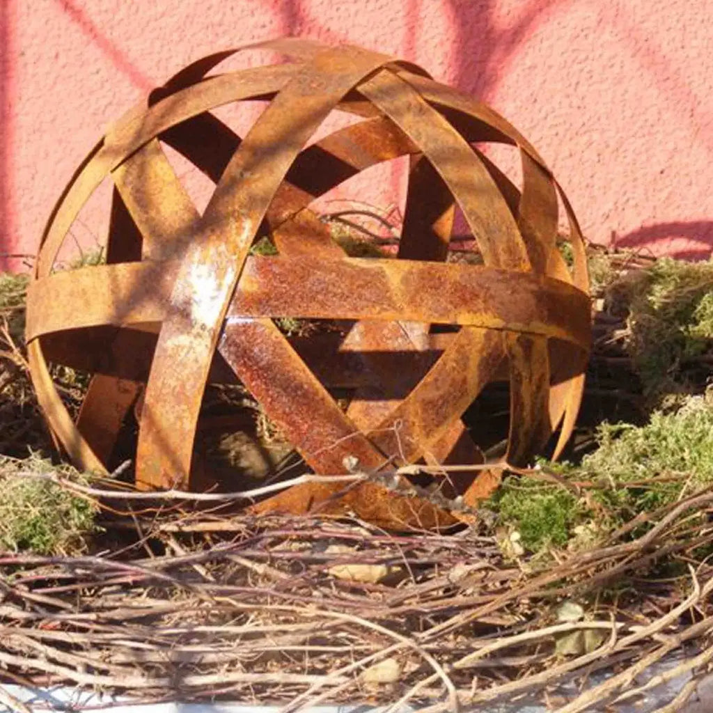 Edelrost Kugel aus Blechstreifen – Rostkugel Ø 20/30/40 cm - Pille Gartenwelt