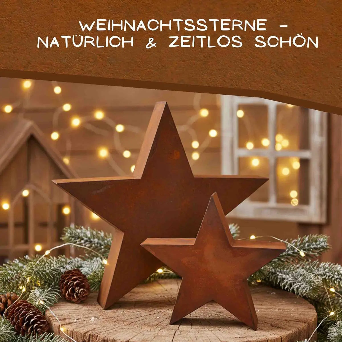 Edelrost Weihnachtsstern 3D aus Metall – 30 cm oder 50 cm Rost Deko - Pille Gartenwelt