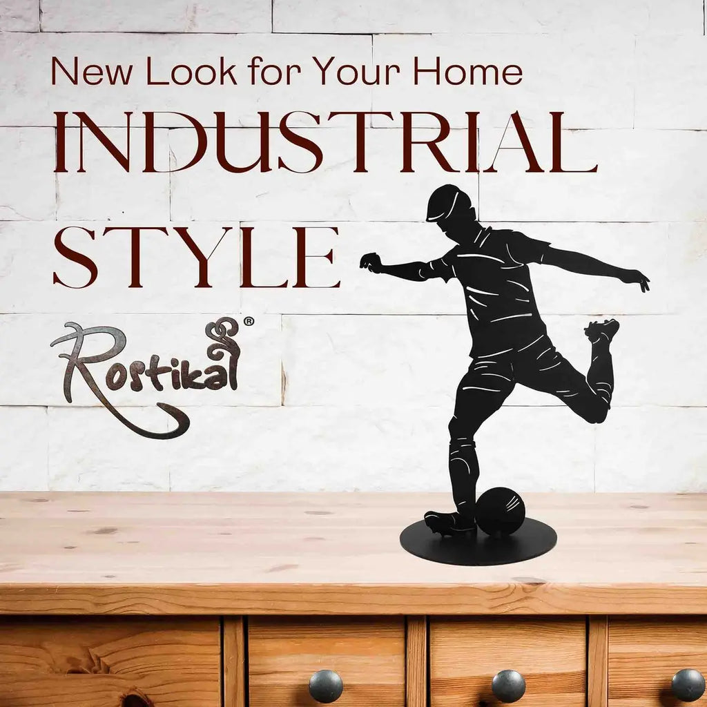 Fußball Skulptur schwarz matt – Metall Dekofigur 40 cm mit Bodenplatte - Pille Gartenwelt