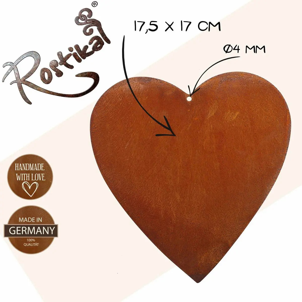 Edelrost Herz „Sonja“ Hängedeko – 2 Größen, mit/ohne Band - Pille Gartenwelt