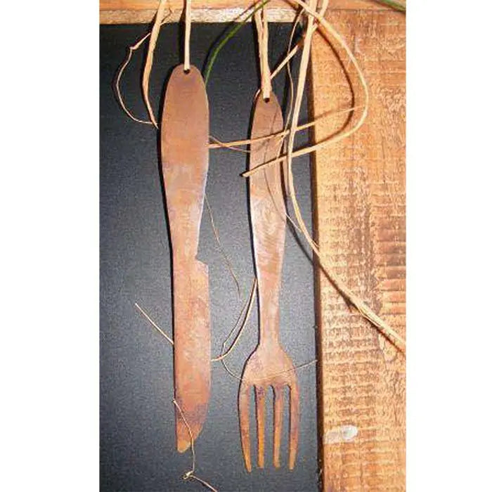 Edelrost Besteck zum Hängen – Messer & Gabel Metall Deko 20 cm - Pille Gartenwelt