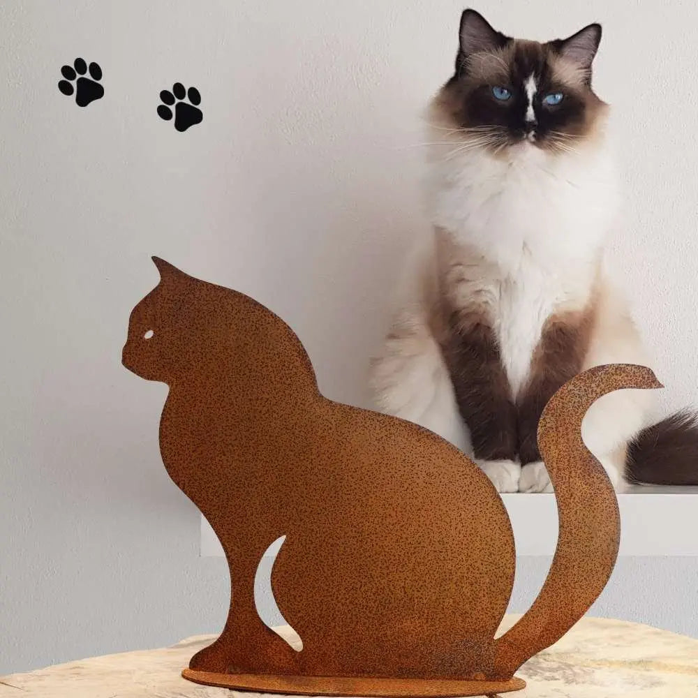 Edelrost Katze „Cleo“ – Metall Dekofigur 25 cm mit Bodenplatte Rostikal