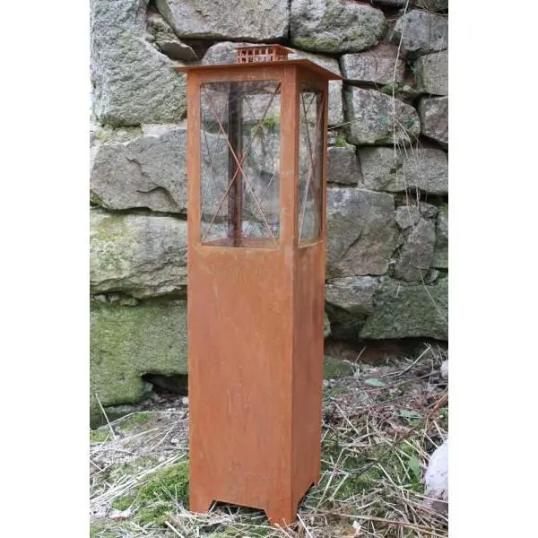 Edelrost Laterne aus Metall mit Glas – Windlicht 85/105/120 cm - Pille Gartenwelt