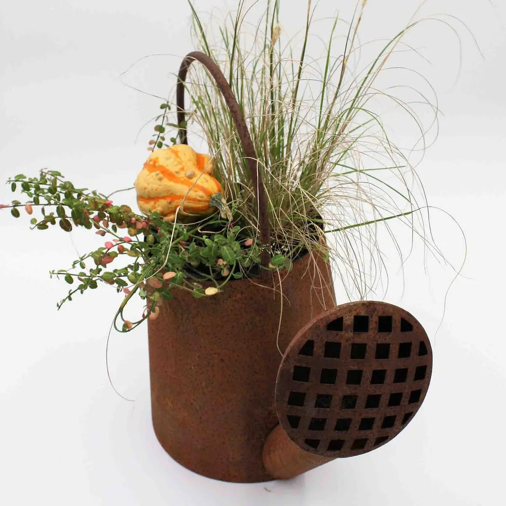 3D Edelrost Gießkanne zum Bepflanzen 40 cm Metall Pflanztopf - Pille Gartenwelt