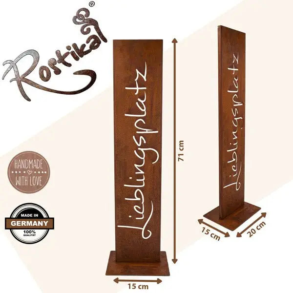Edelrost Schild „Lieblingsplatz“ mit Ständer – Rost Deko 71/100 cm - Pille Gartenwelt