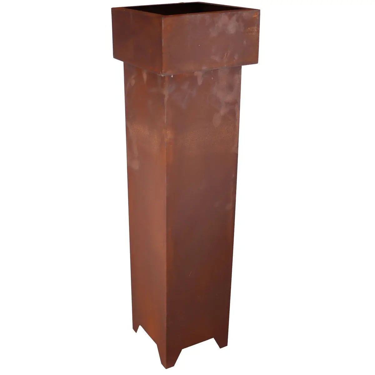 Edelrost Gartendeko Säule eckig mit Schale 1,15 m | Pflanzsäule mit Blumenschale - Pille Gartenwelt