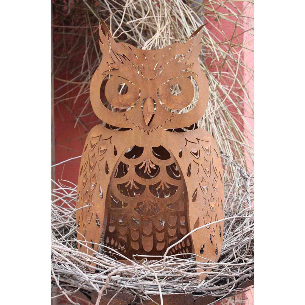 Metall Deko Eule | tierische Rost Gartendeko Figur | 62 cm hoch