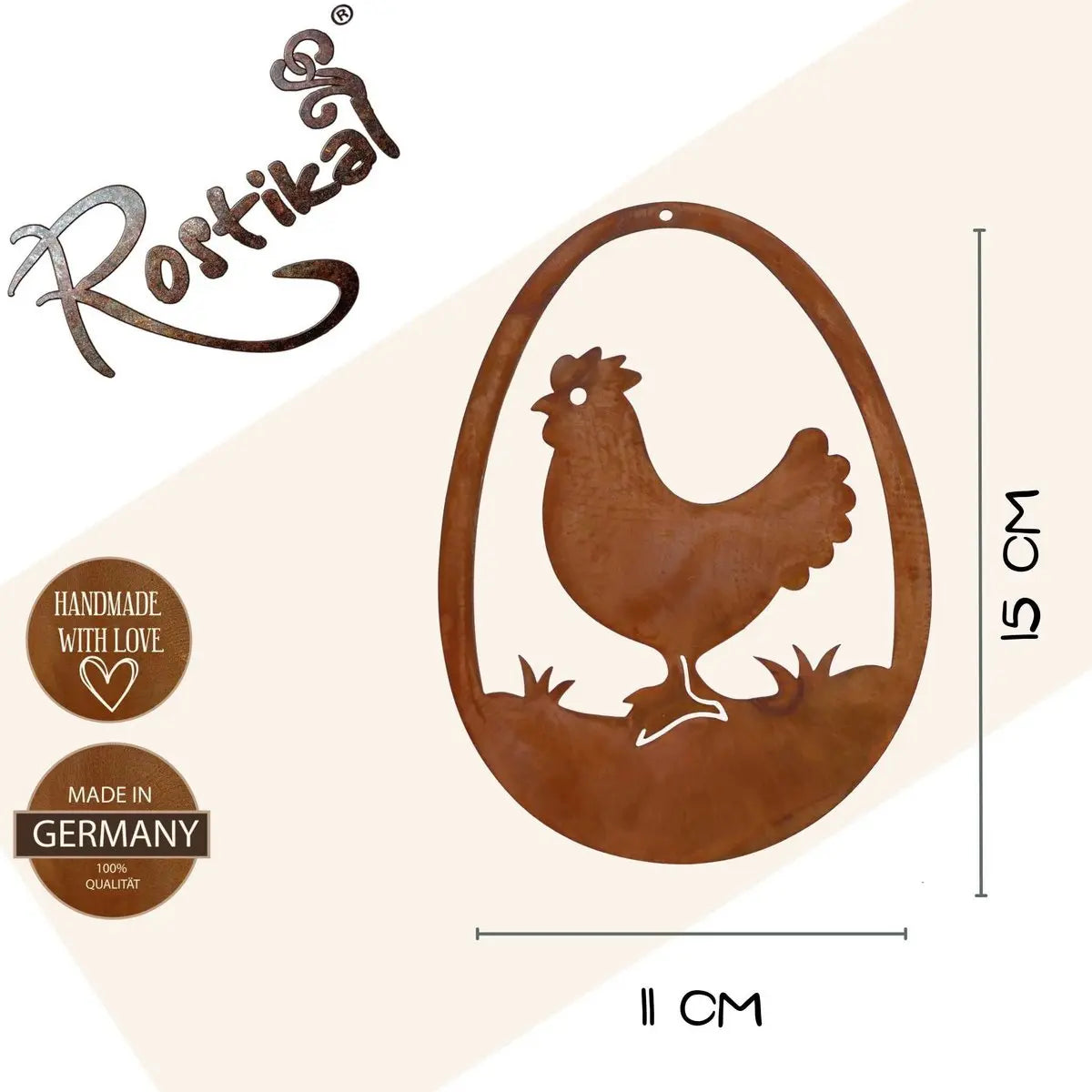 Edelrost Osterei Hängedeko aus Metall 15 cm Vintage Osterdeko - Pille Gartenwelt