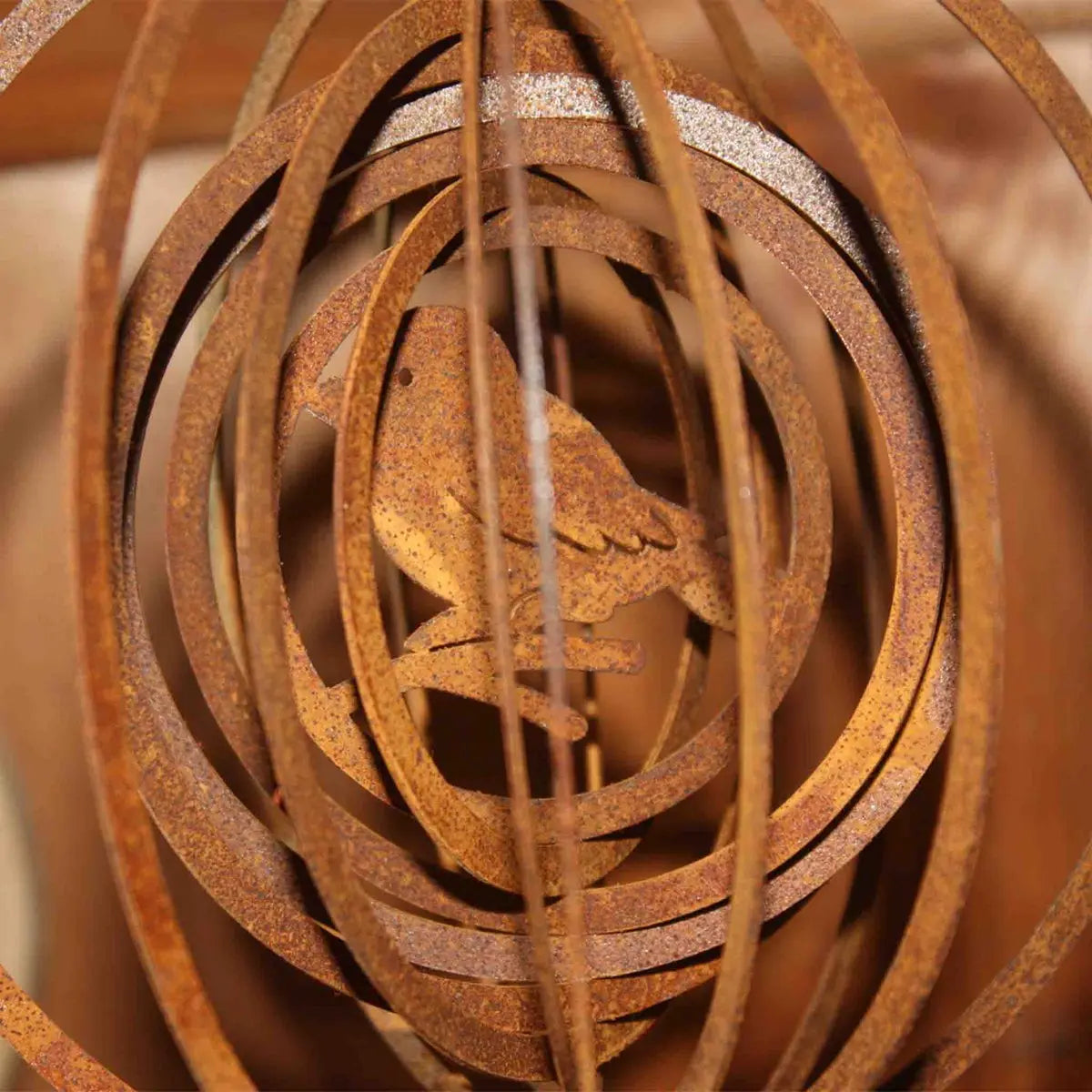 Gartendeko Vintage Hängedeko Windspiel mit Vogel | Edelrost Deko für Haus und Garten - Pille Gartenwelt