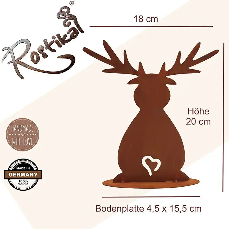 Weihnachten | Elch Rost Weihnachtsdeko Figur | auf Bodenplatte Rostikal