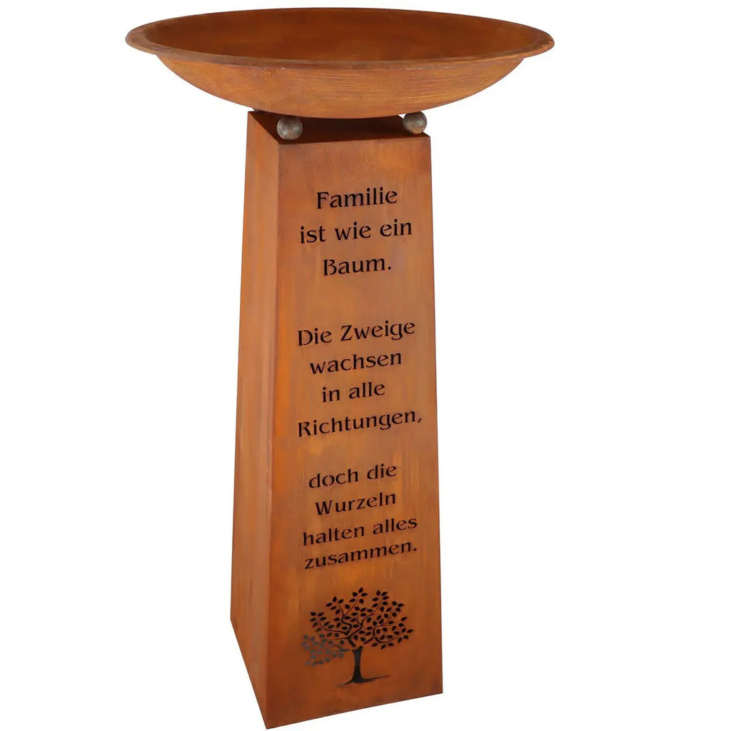 Edelrost Gartensäule „Familie“ mit Pflanzschale – Vintage 115 cm - Pille Gartenwelt