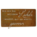 Rostschild „Wer den Tag mit einem Lächeln beginnt…“ – 50×25 cm - Pille Gartenwelt