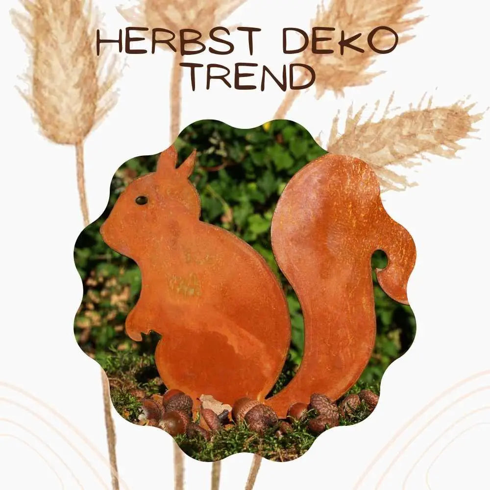 Edelrost Eichhörnchen „Kecki“ – Herbstdeko aus Metall zum Hängen/Stehen - Pille Gartenwelt