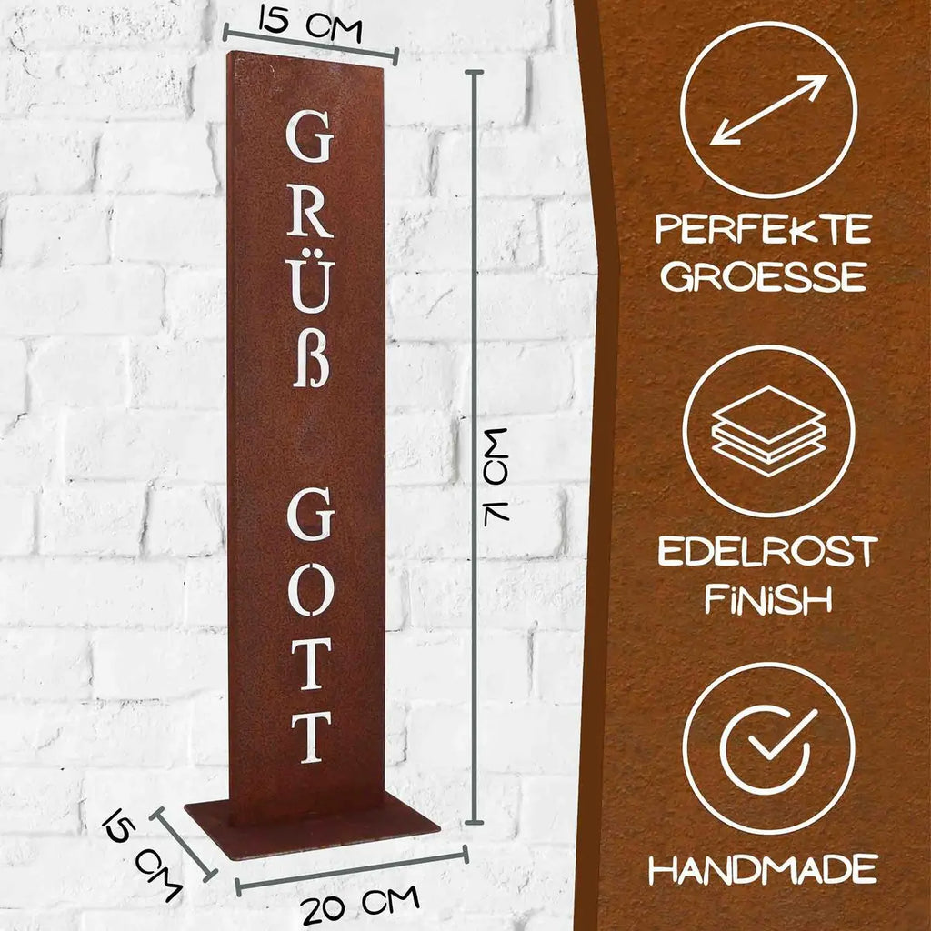 Grüß Gott - Rost Schild im Edelrost Look | - Pille Gartenwelt