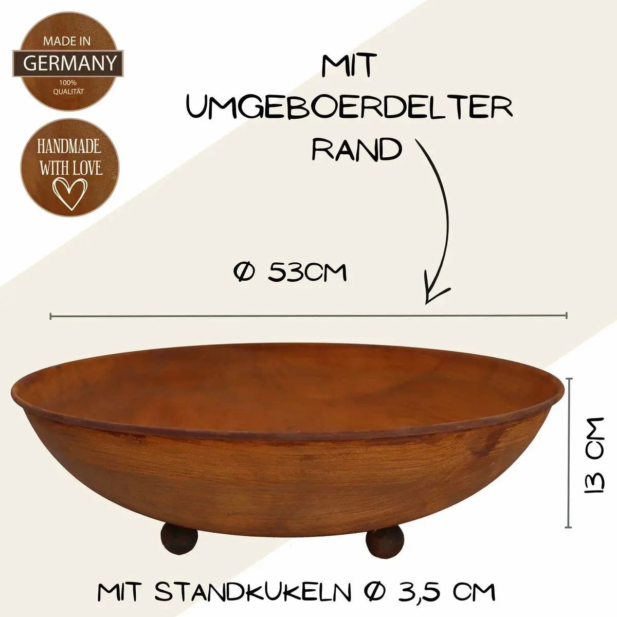 Cortenstahl Pflanzschale 53 cm – rostoptik Schale mit Ablaufloch, 2 Varianten - Pille Gartenwelt