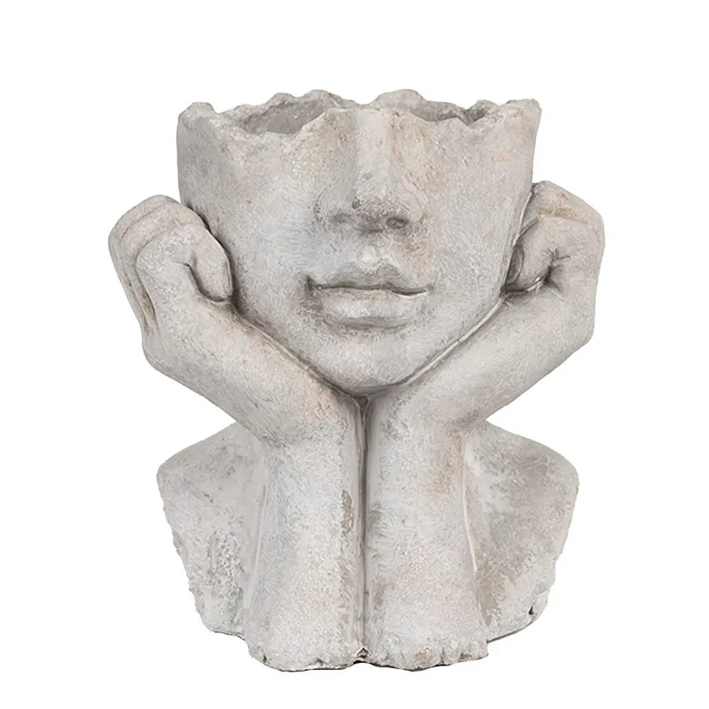 Blumentopf für den Innenbereich, Frau, 17 x 14 x 18 cm, Pflanztopf aus grauem Stein Clayre & Eef.