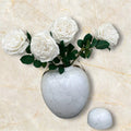 Runde Vintage-Keramikvase mit Blumen (Weiß, groß, H x B x H x T): 25 x 25 cm. QMF Trading