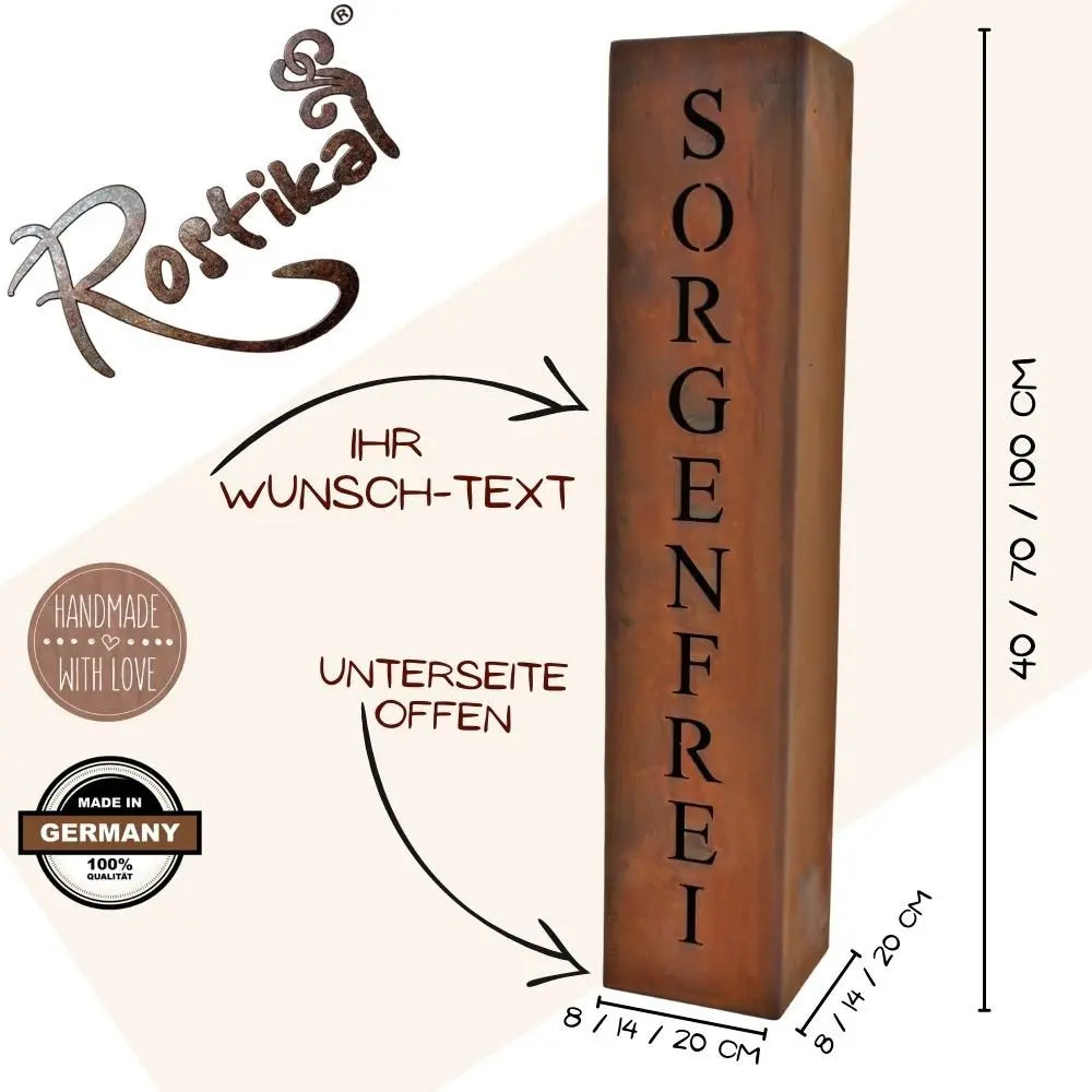 Personalisierte Geschenkideen, Dekosäule mit eigenen Namen von Rostikal - Personalisiert mit Ihrem Namen - Pille Gartenwelt