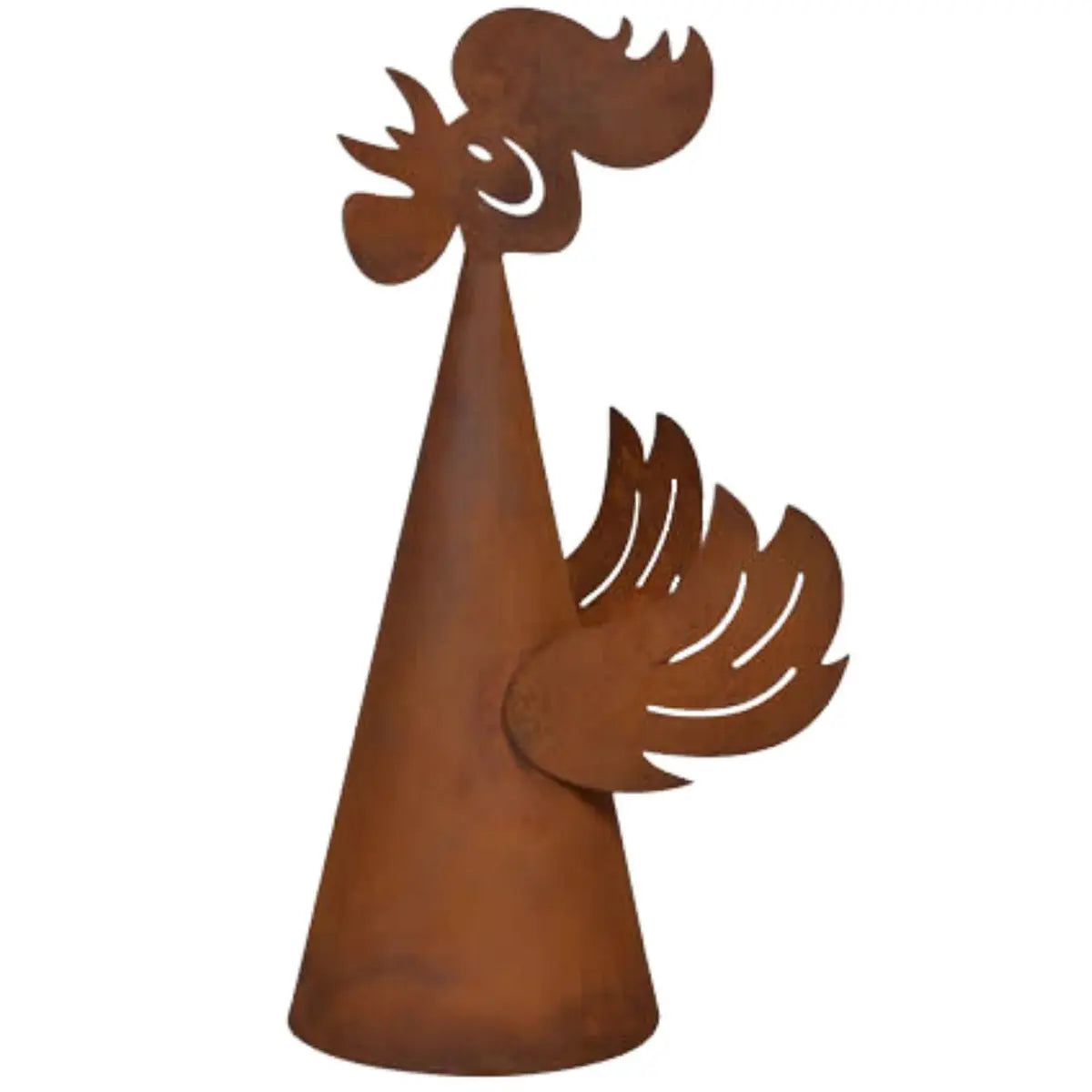 Edelrost Zaunhocker Hahn – Pfostenhocker aus Metall, Rost Gartendeko 33 cm - Pille Gartenwelt