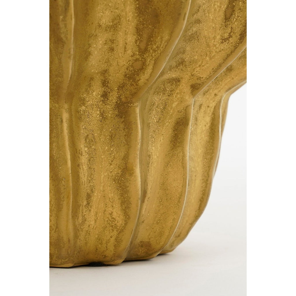 Altea Keramikvase Gold gerippt – Ø24,5 cm, Höhe 28 cm (handgemacht)