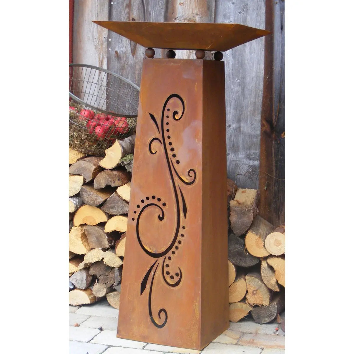 Edelrost Pflanzsäule 1 m mit abnehmbarer Schale – 6 Varianten - Pille Gartenwelt