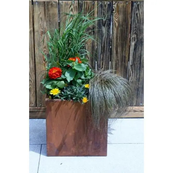 Edelrost Pflanztrog aus Metall – Vintage Pflanzkübel 38/48 cm - Pille Gartenwelt