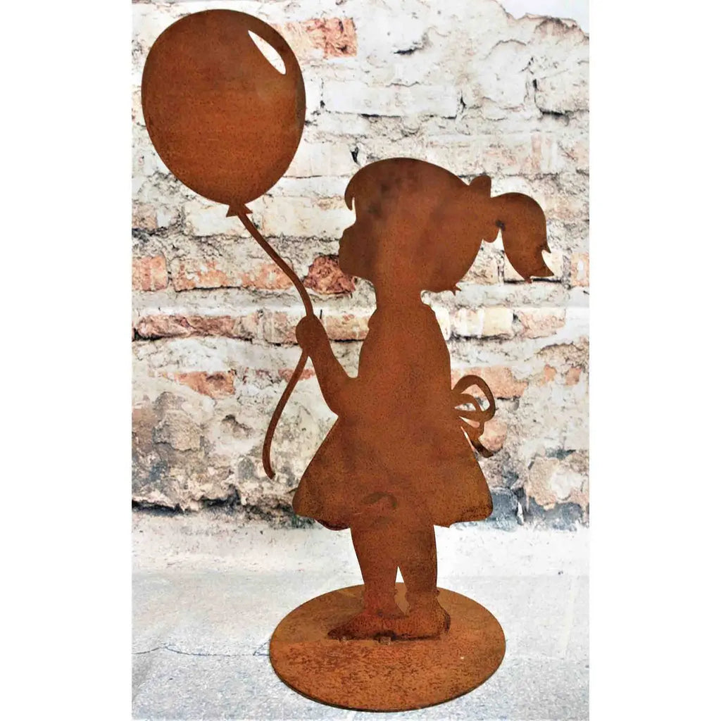 Mädchen mit Luftballon | Figur aus Metall Rost Edelrost | originelle Geschenkidee - Pille Gartenwelt