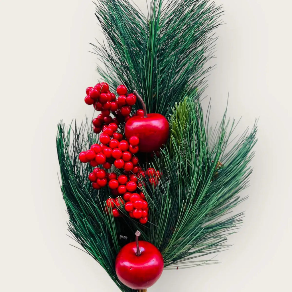 Apfel-Weihnachtsblumenkombination | Kunstblume aus Seide | Länge 61cm 1Stk QMF Trading