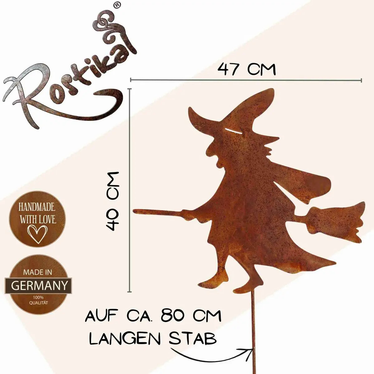 Edelrost Halloween Hexe – Hängedeko oder Gartenstecker in 3 Varianten - Pille Gartenwelt
