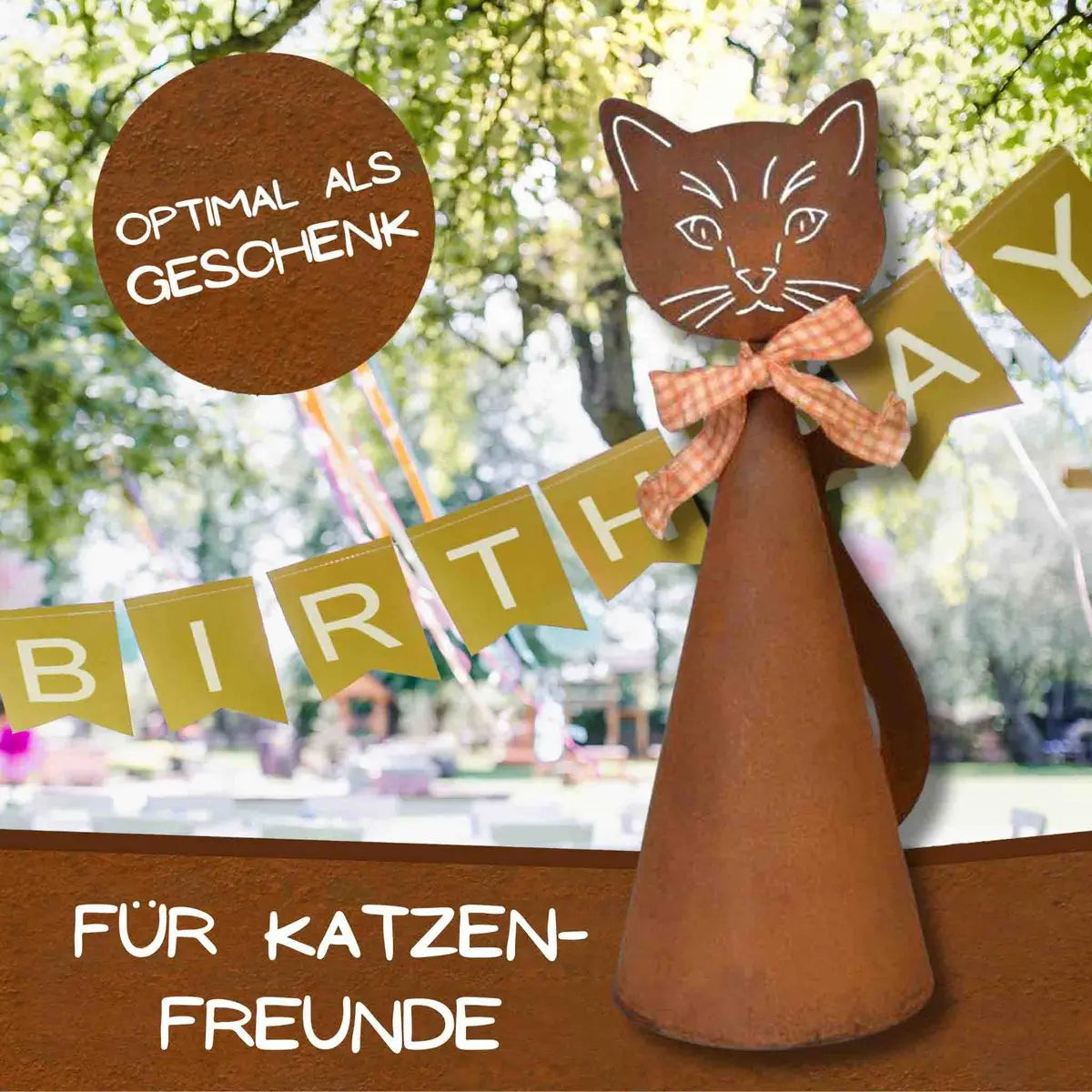 Edelrost Katzen Pfostenhocker – Rostfigur Katze für Zaun & Mauer, 33 cm - Pille Gartenwelt