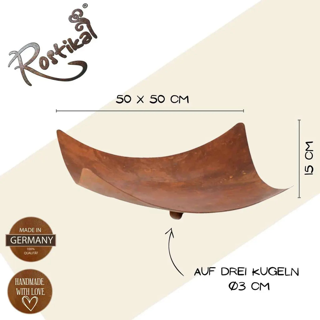Edelrost Dekosäule mit Ornamenten 1 m – mit/ohne geschwungene Schale - Pille Gartenwelt
