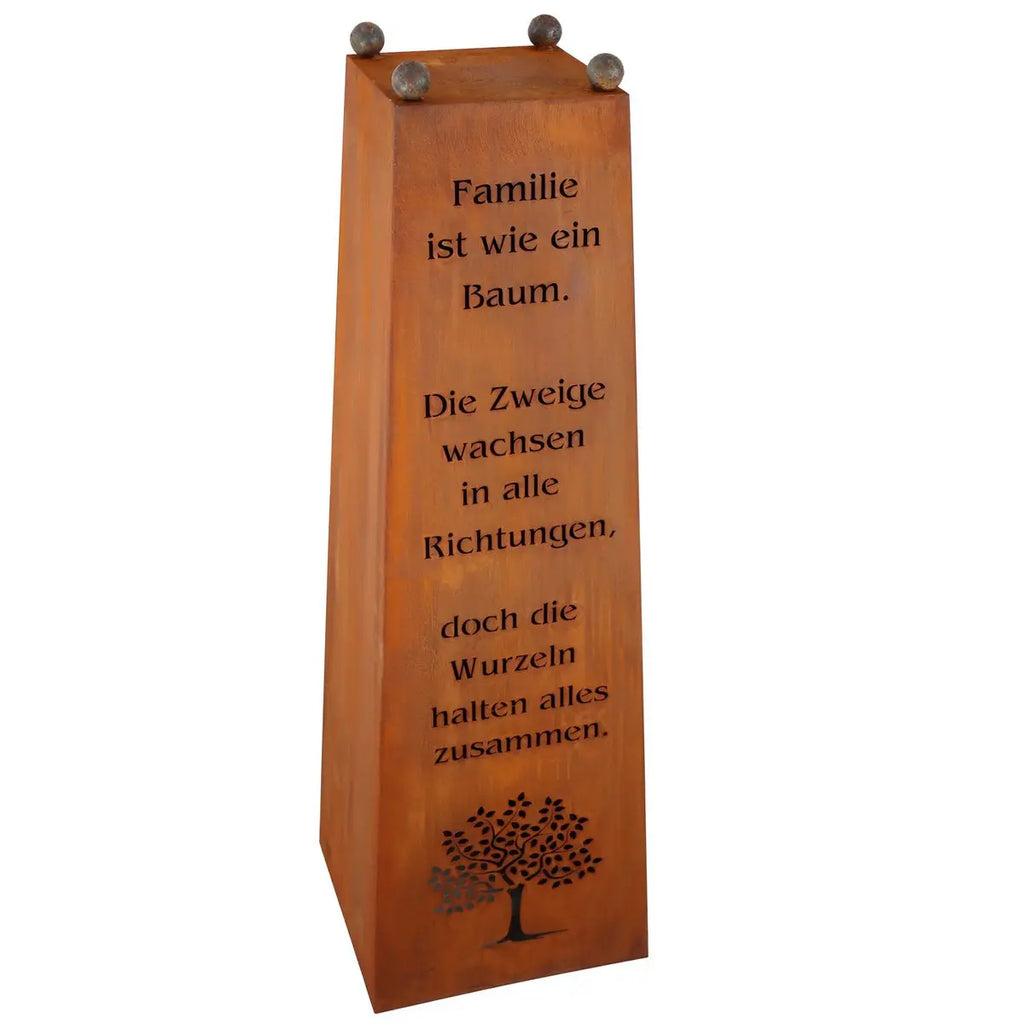 Edelrost Gartensäule „Familie“ mit Pflanzschale – Vintage 115 cm - Pille Gartenwelt