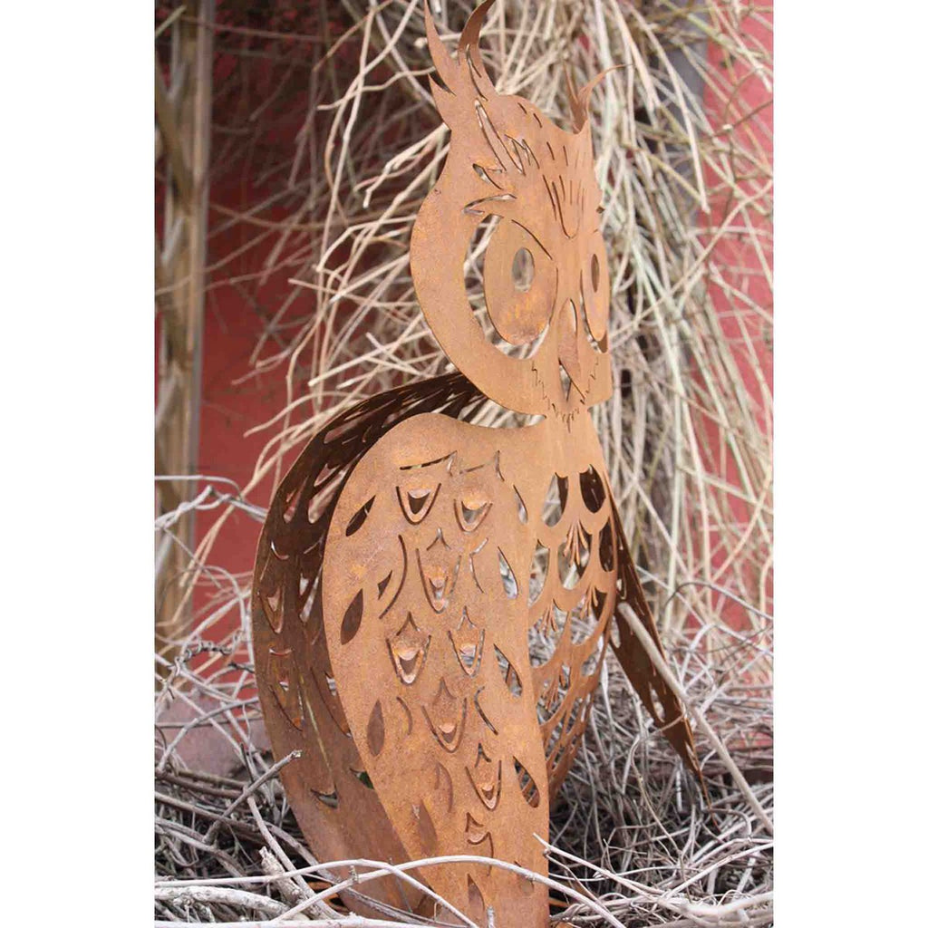 Metall Deko Eule | tierische Rost Gartendeko Figur | 62 cm hoch