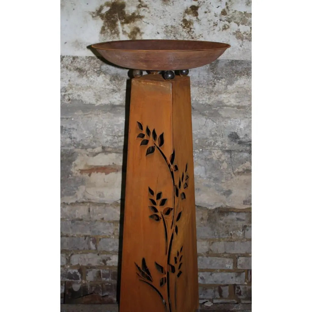 Dekosäule Rosali mit verschiedenen Schalen | Vintage Deko für Balkon und Garten | Edelrost Gartendeko Säule - Pille Gartenwelt