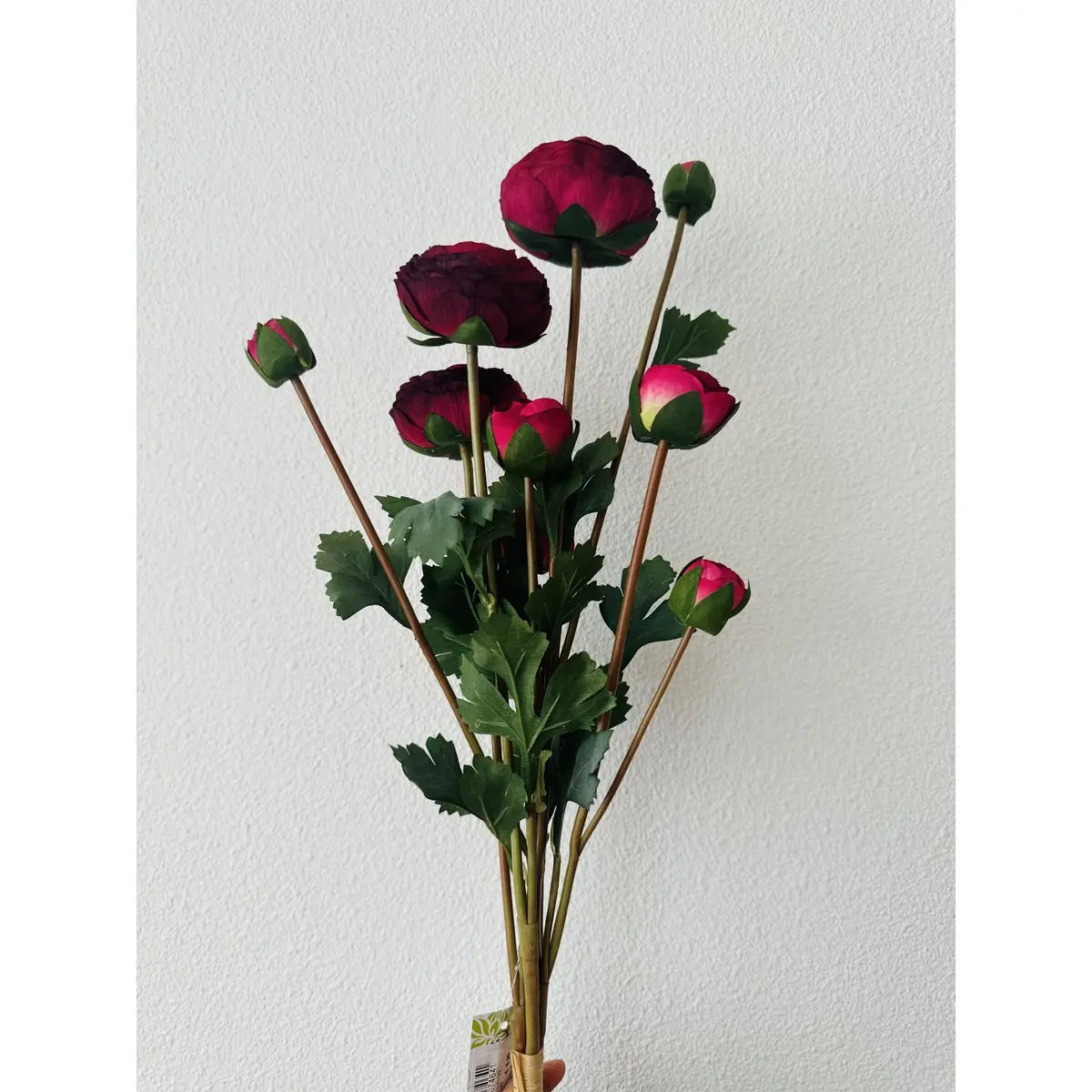 9-stämmige Glimmer-Dekorationen, Ranunkeln, künstlicher Blumenstrauß / Länge 55 cm / Rosa QMF Trading