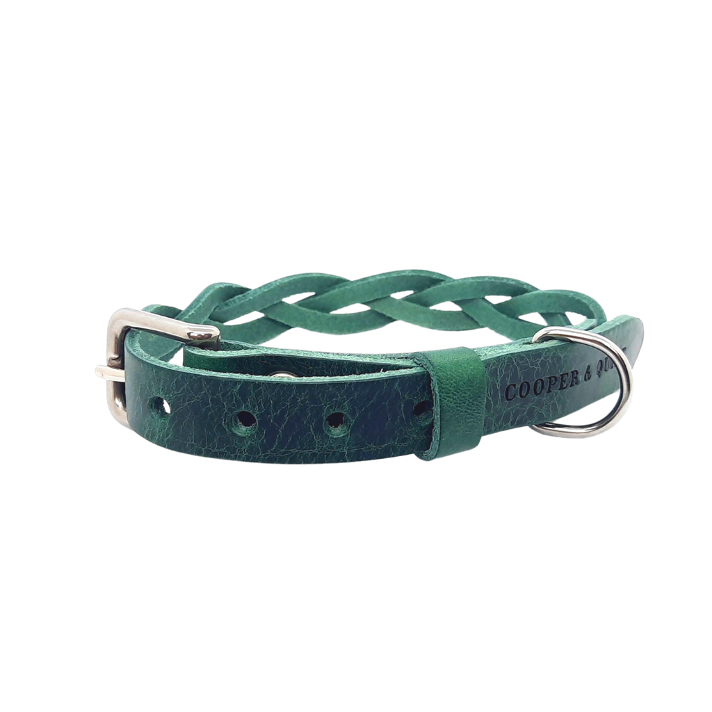 Geflochtenes Hundehalsband Twisted aus Leder – handgemacht, XS–L