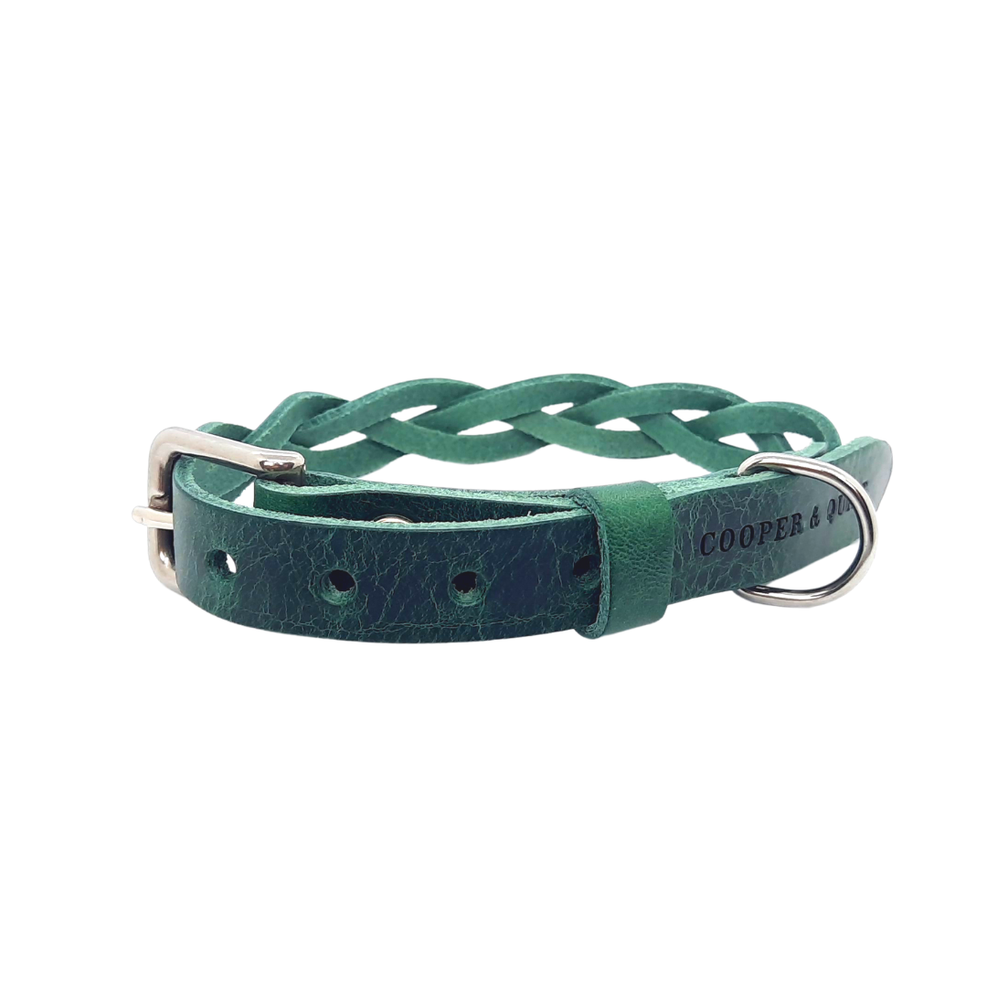 Geflochtenes Hundehalsband Twisted aus Leder – handgemacht, XS–L