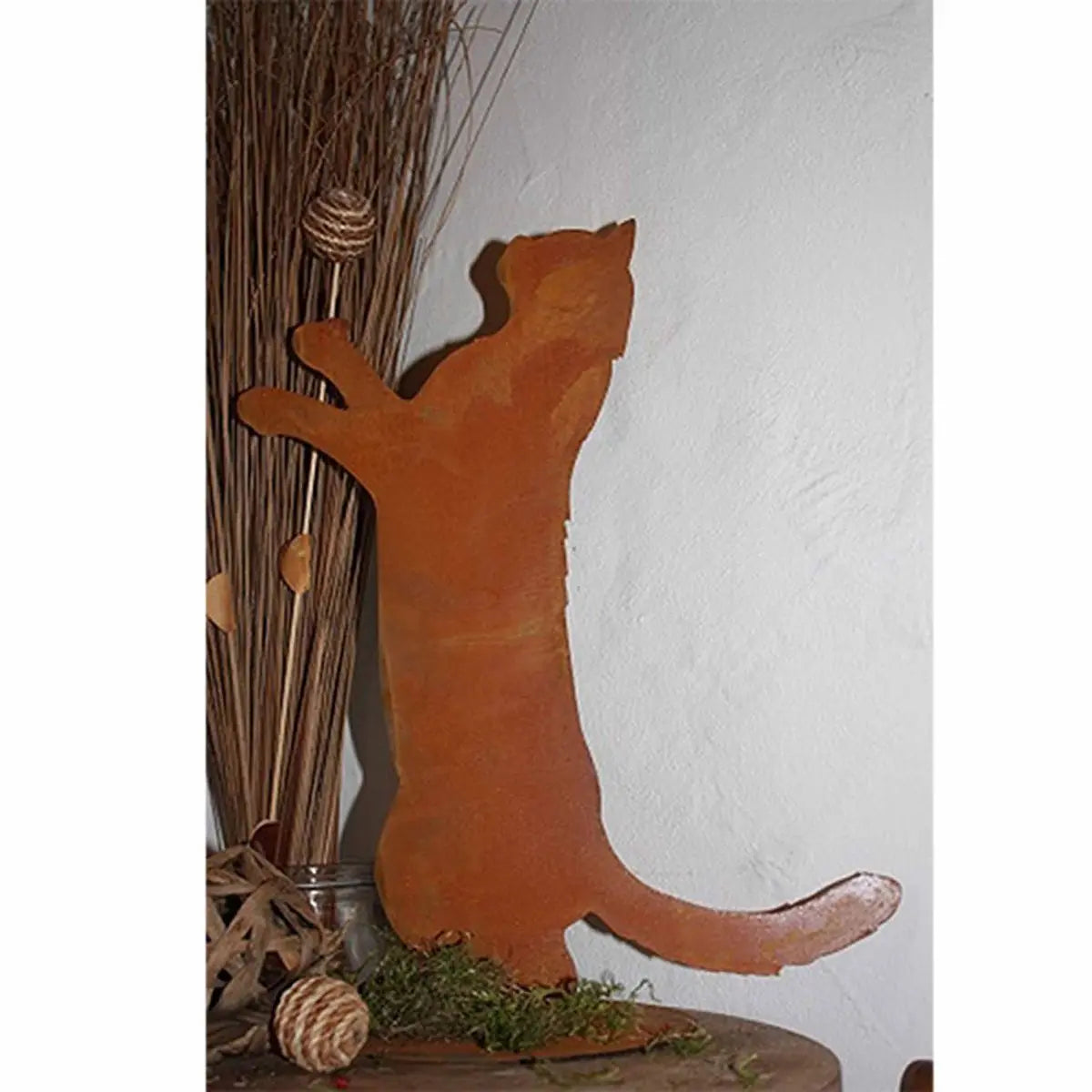 Edelrost Katze "Feline" | auf Bodenplatte | Metall Wohn- und Gartendeko Figur Rostikal