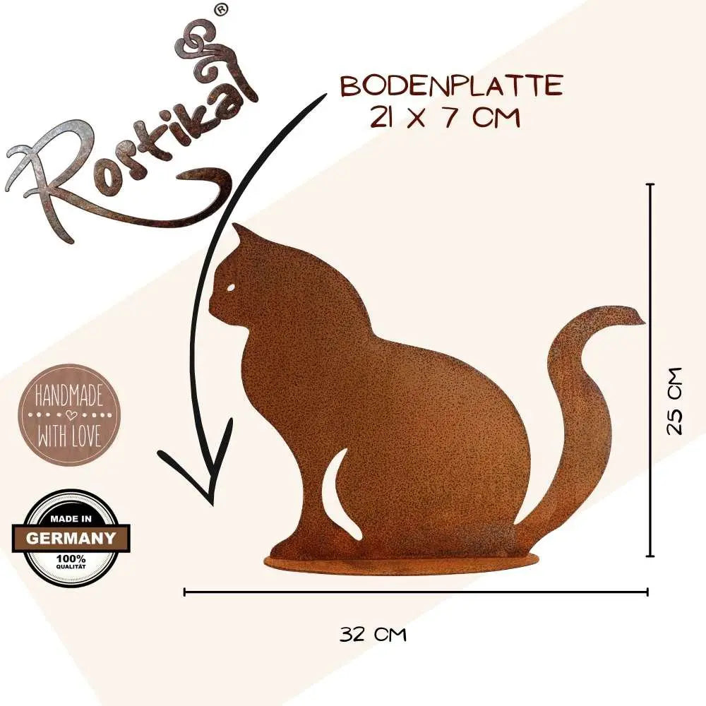 Edelrost Katze „Cleo“ – Metall Dekofigur 25 cm mit Bodenplatte Rostikal