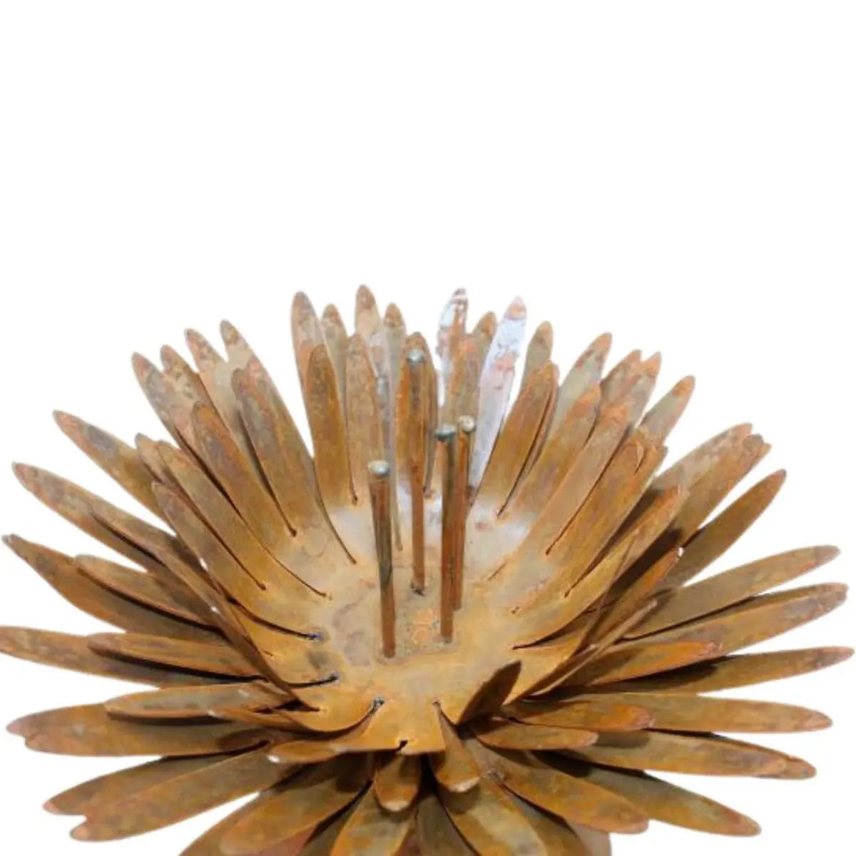Edelrost Blumenstecker Chrysantheme 3D – Metallblüte auf Stab 85 cm, Vintage - Pille Gartenwelt