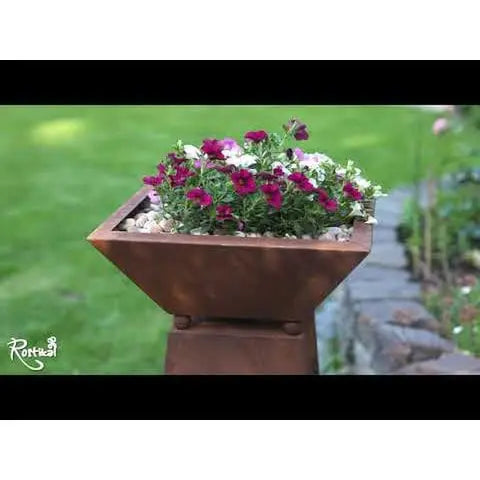 Edelrost Säule Pusteblume mit Pflanzschale – Vintage Deko 57 cm - Pille Gartenwelt