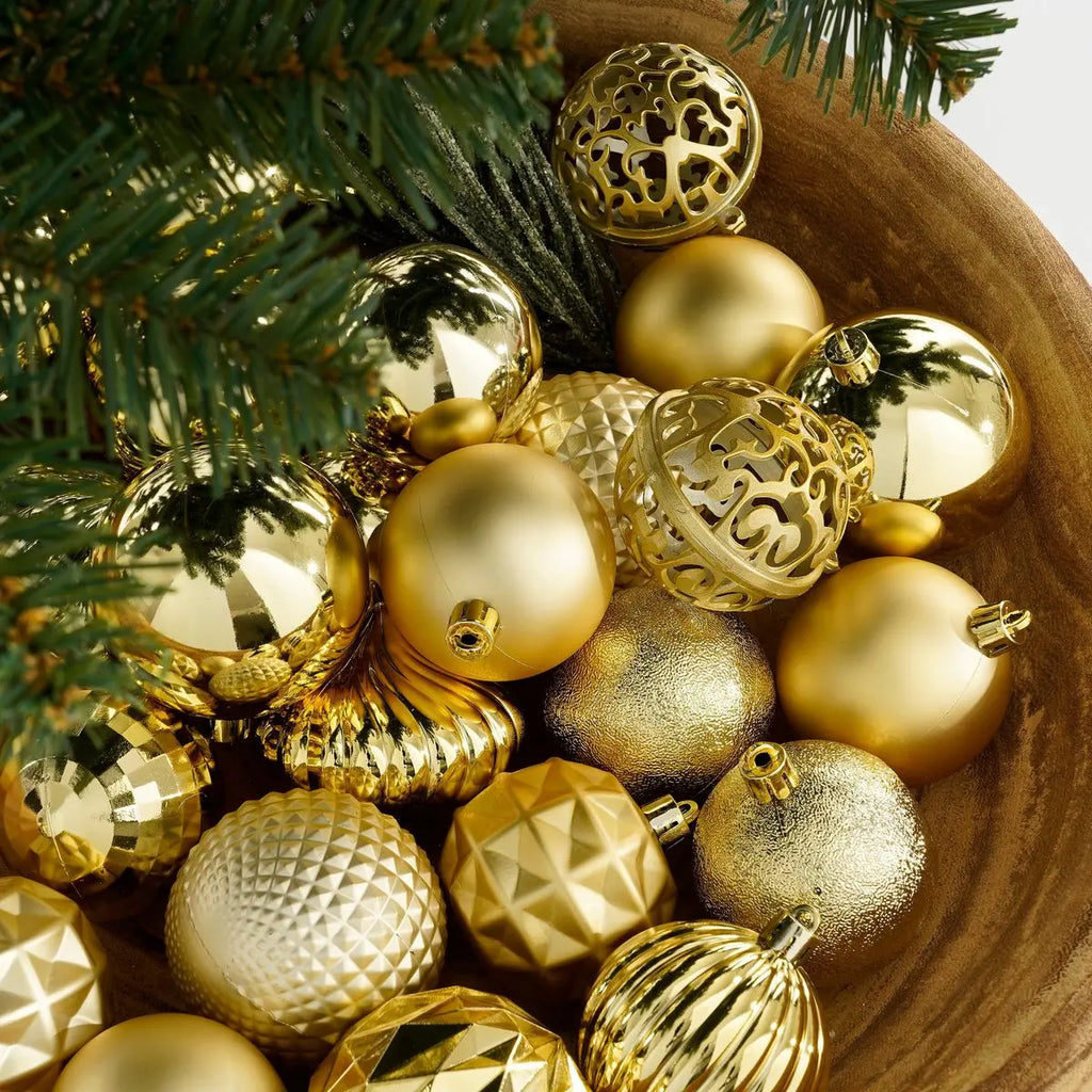 Weihnachtskugeln Gold bruchsicher – 60er Set Ø7 cm aus recyceltem Polystyrol - Pille Gartenwelt