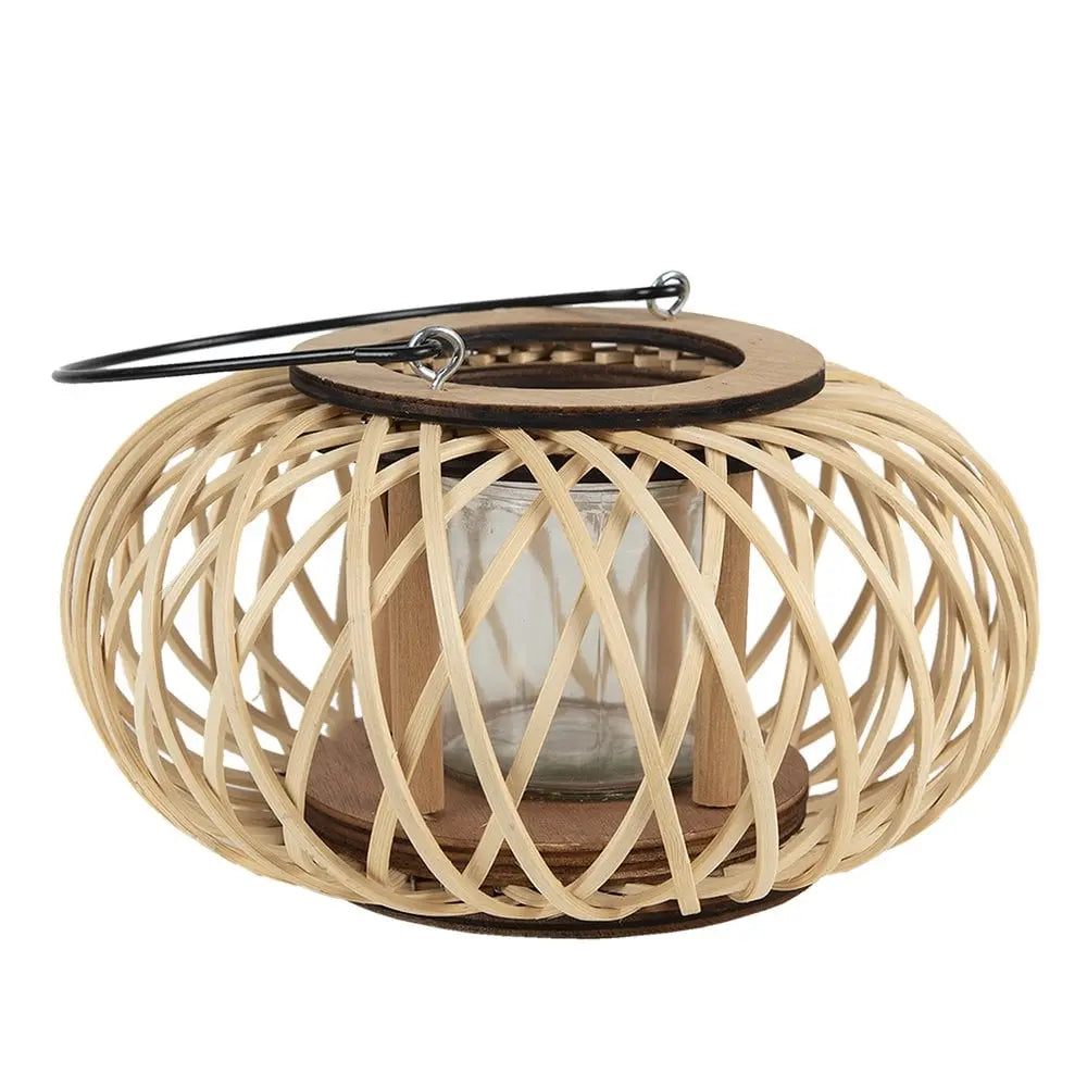 Windlicht Rattan Metall beige Ø 23x12 cm Clayre & Eef.