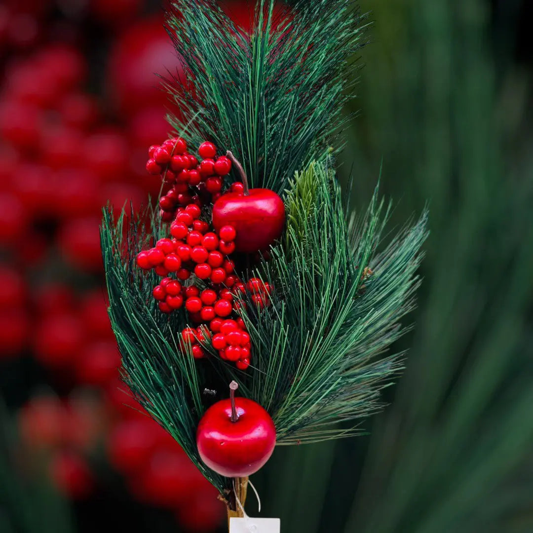 Apfel-Weihnachtsblumenkombination | Kunstblume aus Seide | Länge 61cm 1Stk QMF Trading