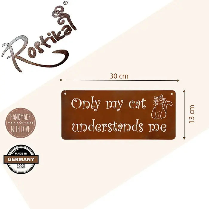 Edelrost Katzen Dekoschild 30×15 cm – Metallschild zum Aufhängen - Pille Gartenwelt