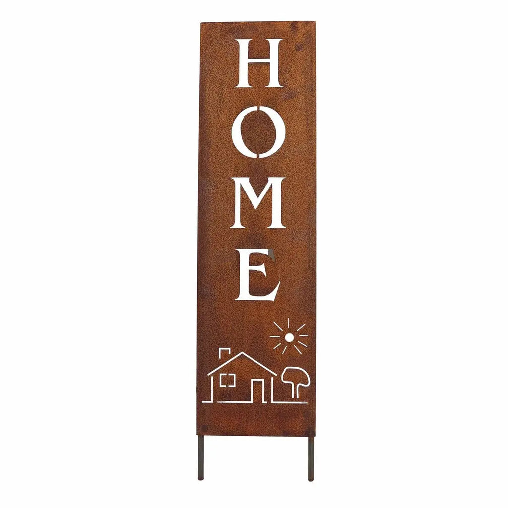 HOME Schild Edelrost aus Metall – Deko Ständer 55 cm - Pille Gartenwelt