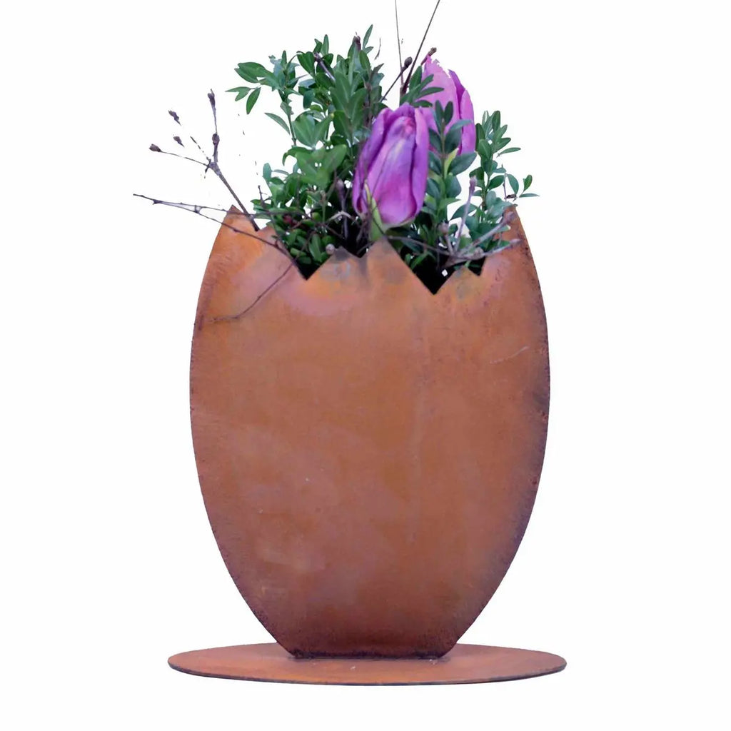 Osterei zum Bepflanzen | Metall Dekofigur für Ostern und Frühling | Edelrost Gartendeko - Pille Gartenwelt