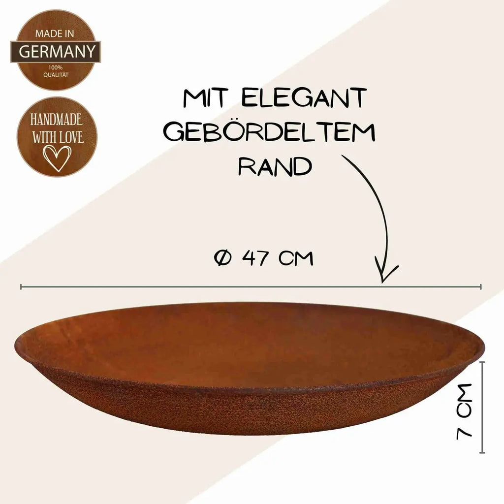 Rostige Pflanzschale Ø 47 cm aus Metall – mit Ablaufloch - Pille Gartenwelt